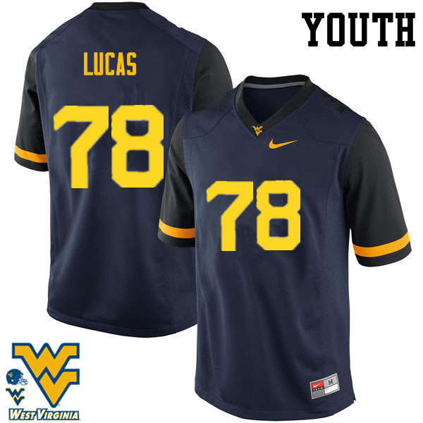 NCAA Youth Marquis Lucas West Virginia Mountaineers Navy #78 Nike Stitched Football College Authentic Jersey FK23Q74UU